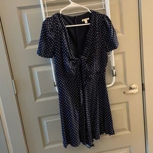 Navy blue tie front romper